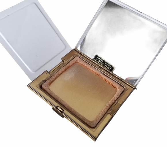 Vintage Schildkraut Cloisoinne Goldtone Compact with Mirror - Picture 8 of 12